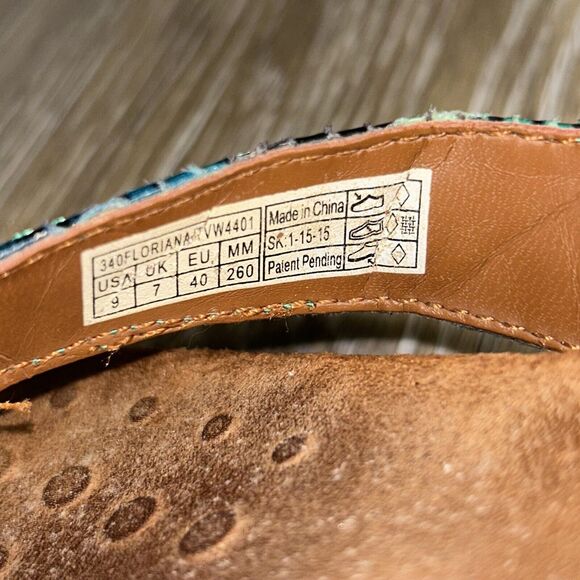 Vionic 340 Floriana Toe Post Sandal Teal Green Beaded Snake Slide Womens Size 9 - Picture 7 of 11